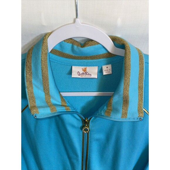 Quacker Factory Fashion Running Jacket Women's Size Medium Baby Blue Zip Front - Picture 3 of 12